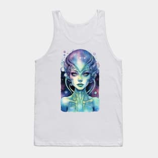 Alien Girl, colorful watercolor space art Tank Top